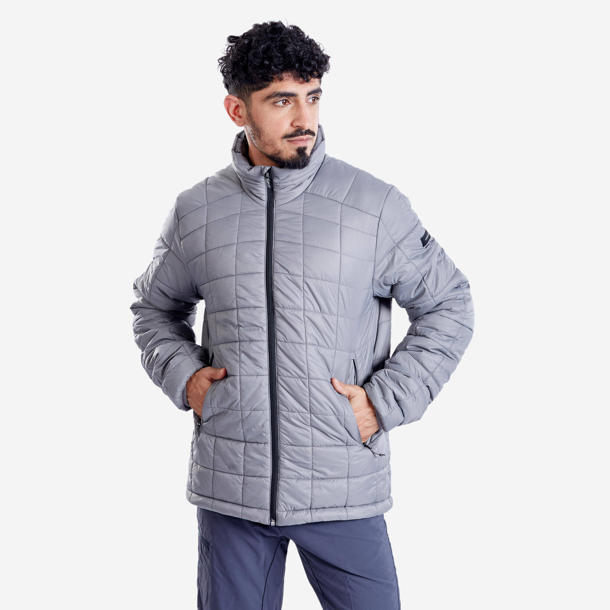 Men Lightweight Packable Padded Jacket - MT100 -5°C Grey -  1