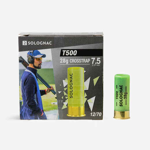 
      CARTRIDGE CLAY PIGEON SHOOTING T500 CROSS-TRAP 28G CALIBRE 12/70 PELLET No. 7.5 X 25
  