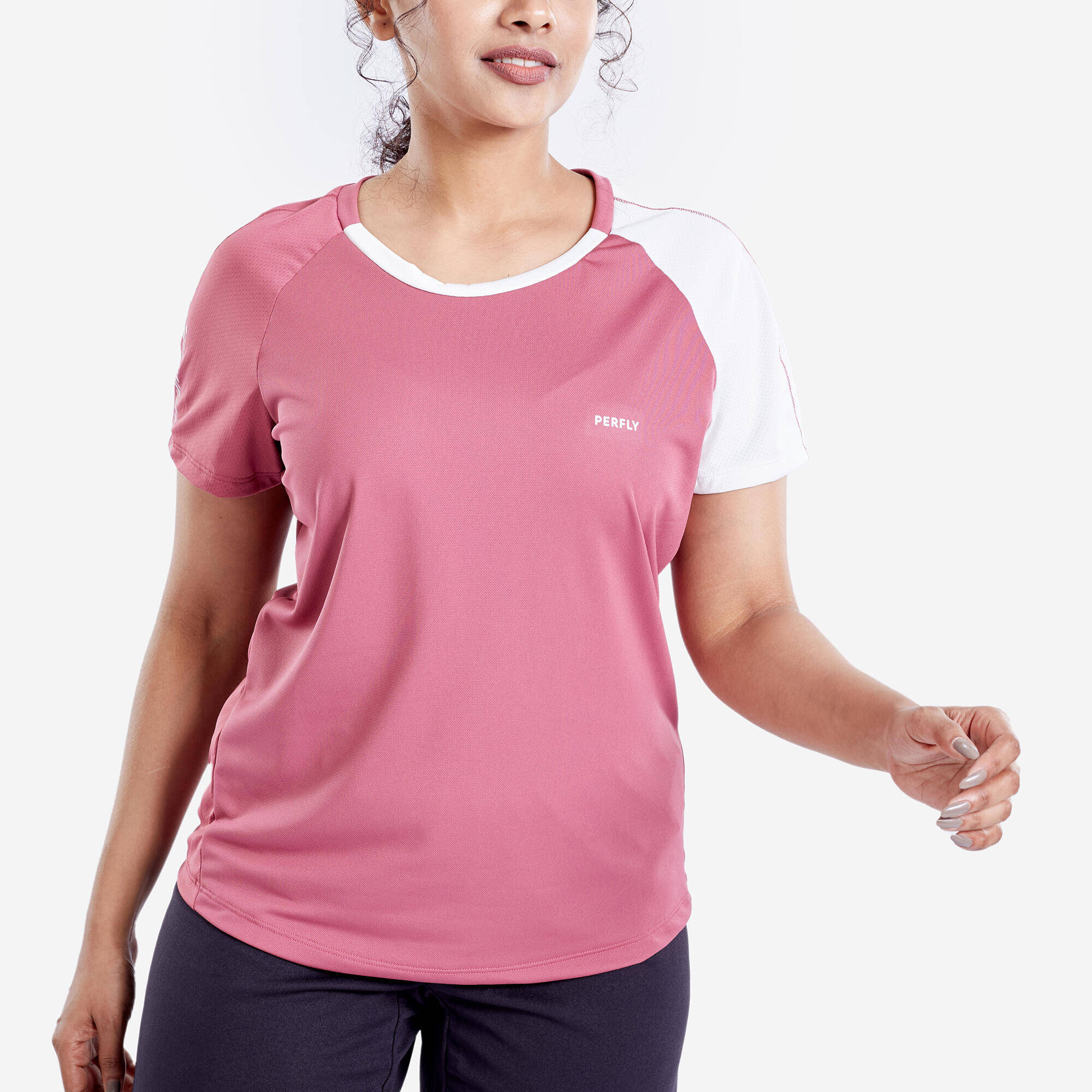 Women Badminton T-Shirt sensation 530 Pink White