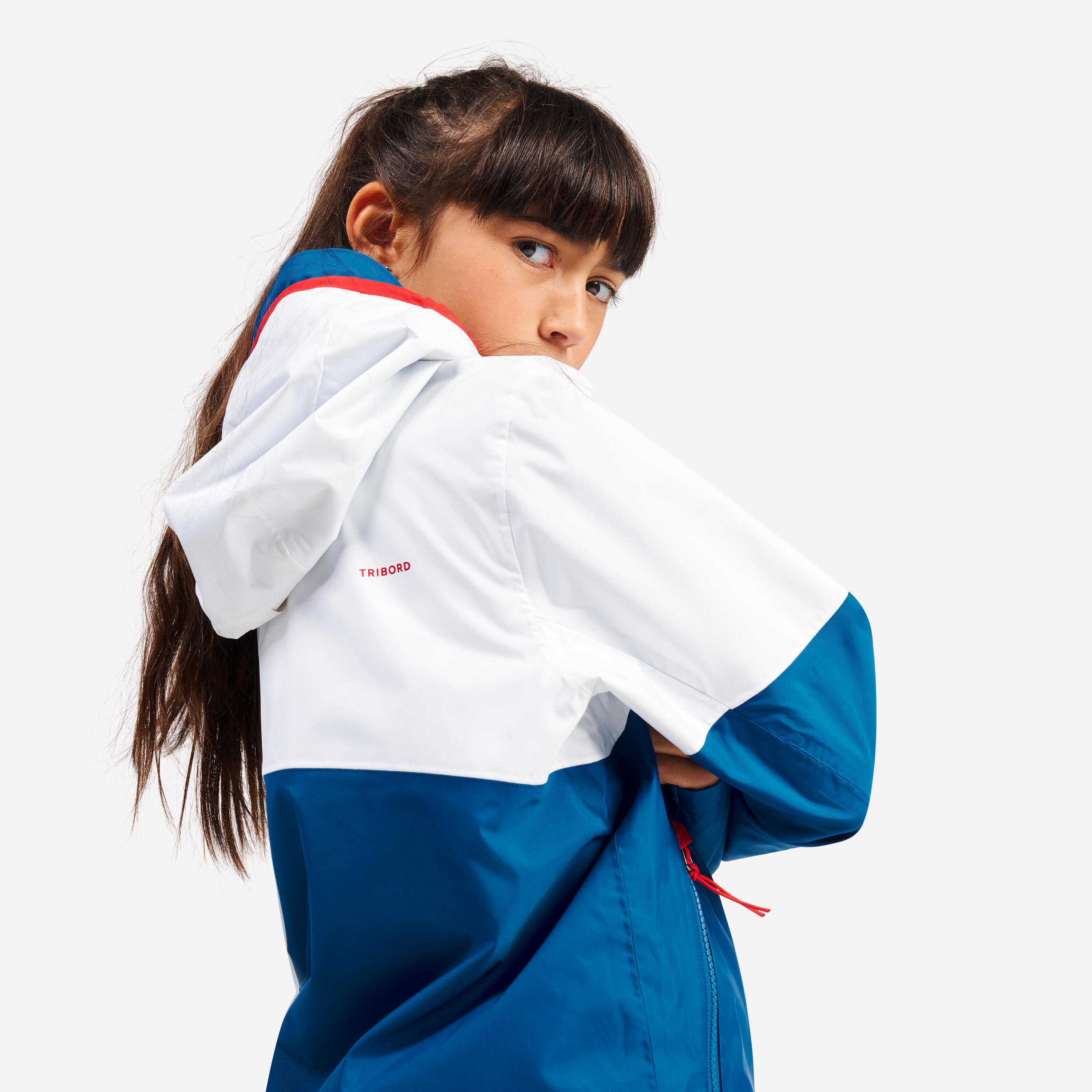 Zeiljas regenjas voor kinderen Sailing 100 wit blauw 4/9