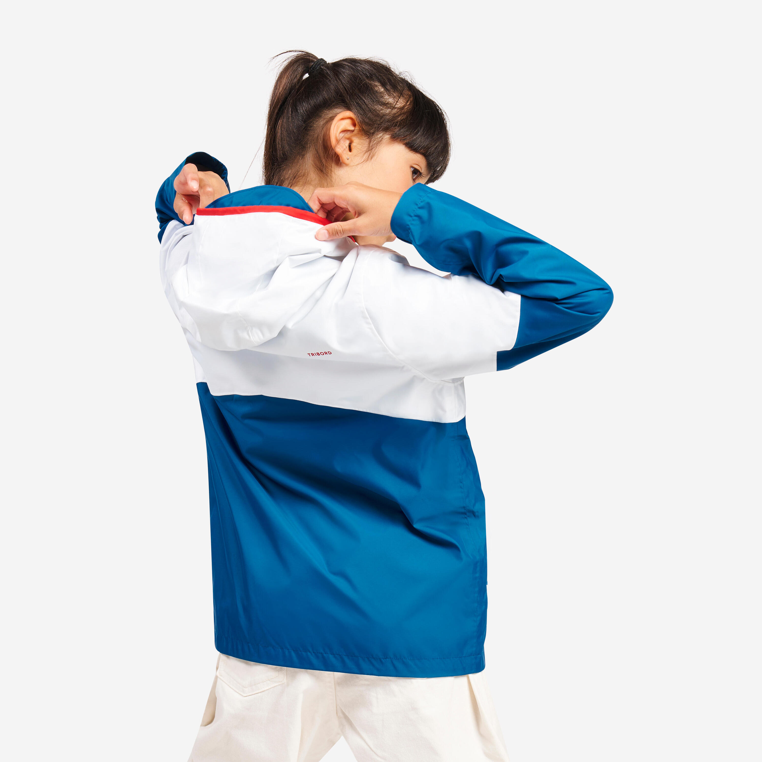 Zeiljas regenjas voor kinderen Sailing 100 wit blauw 5/9