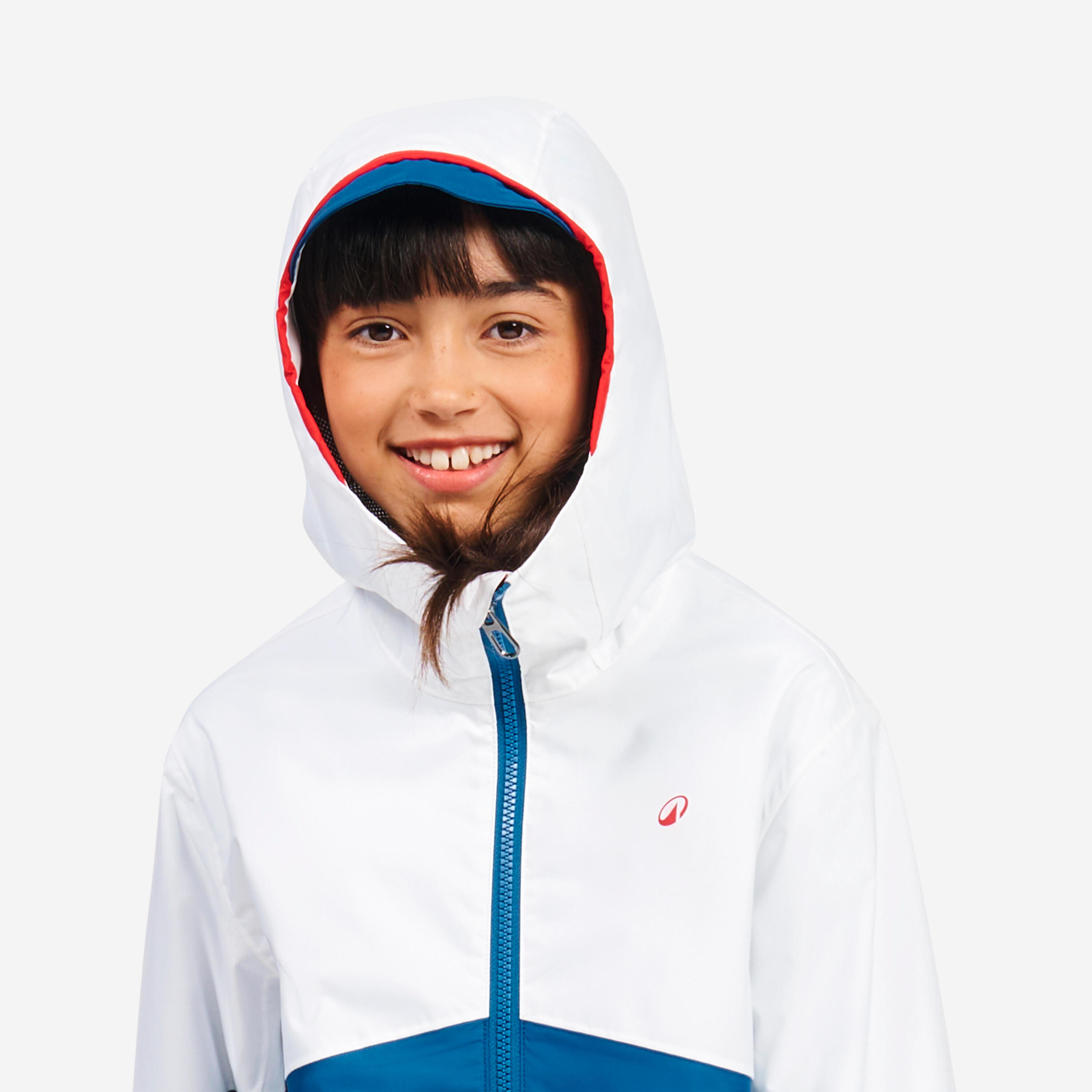 Zeiljas regenjas voor kinderen Sailing 100 wit blauw 8/9
