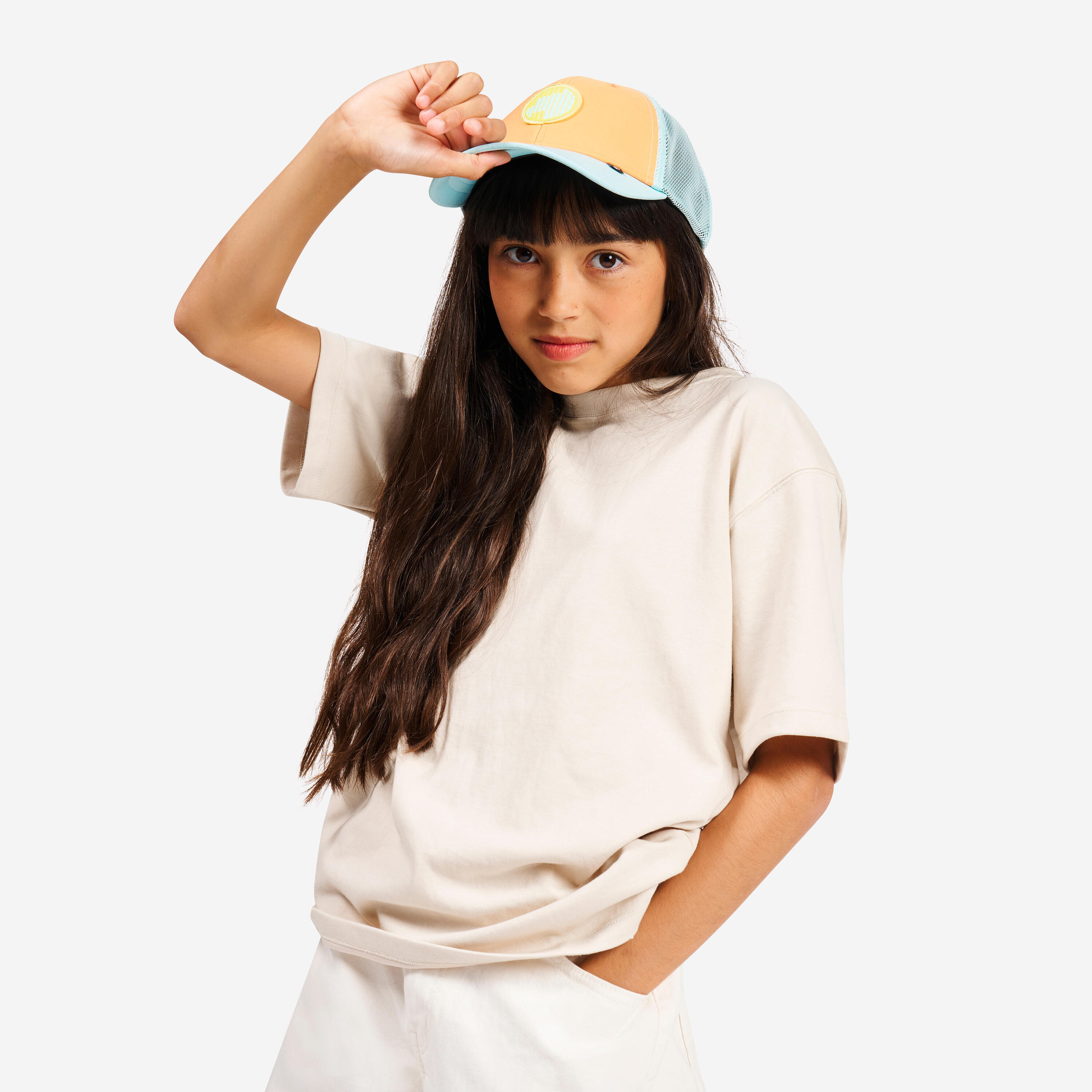 Kids’ sailing cap - Sailing 500 orange blue 3/6