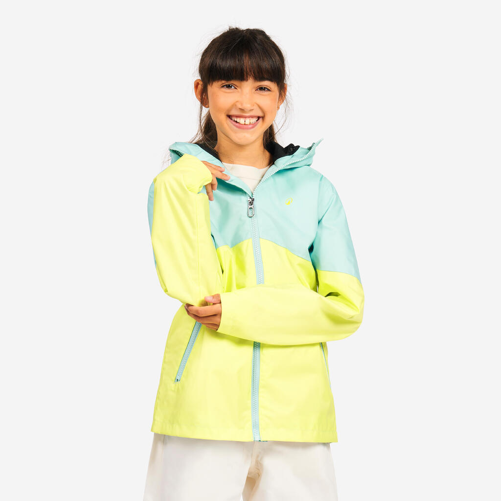 Kids’ waterproof sailing jacket - Sailing 100 rain jacket blue lemon yellow