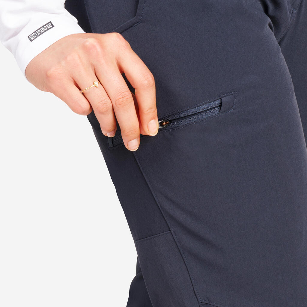 Ženske vodoodbojne pantalone za jedrenje - Sailing 500 crno sive