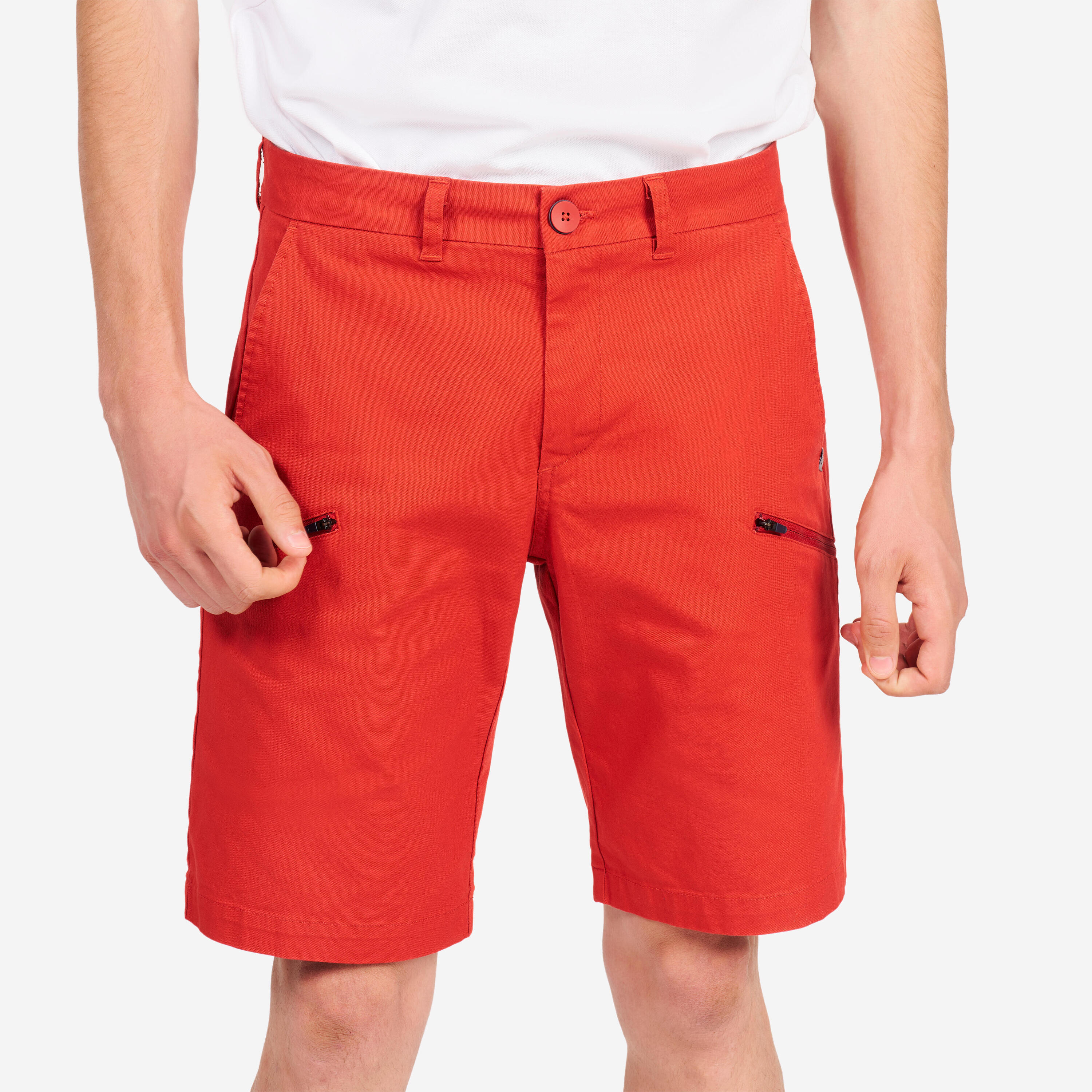 Men’s sailing Bermuda shorts - Sailing 100 brick red 4/9
