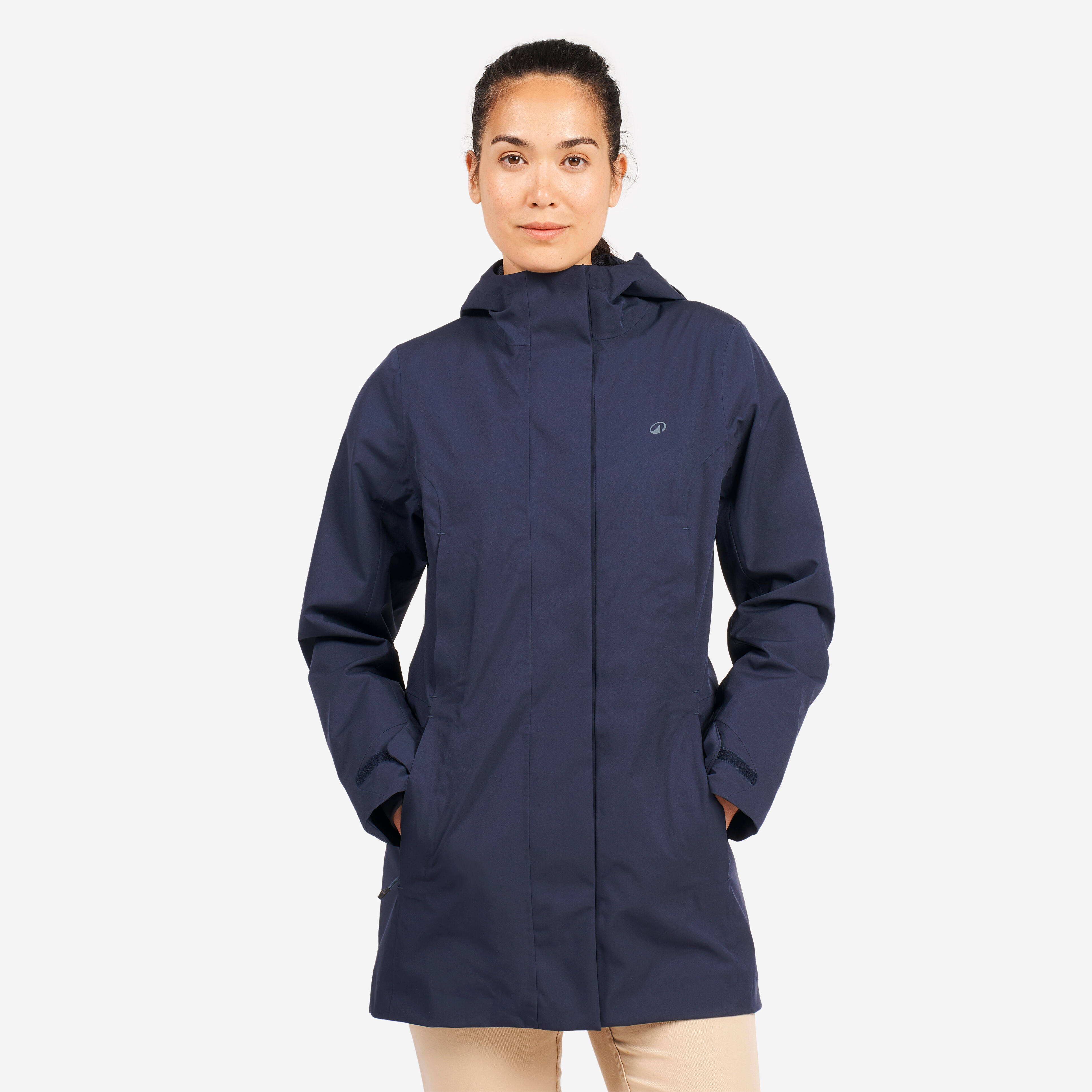 Waterproof long sailing jacket 500 W navy blue
