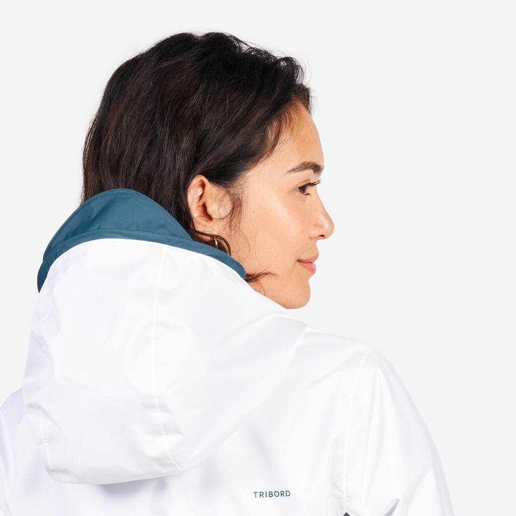 Regenjacke Segeln Damen wasserdicht 100 weiß/orange