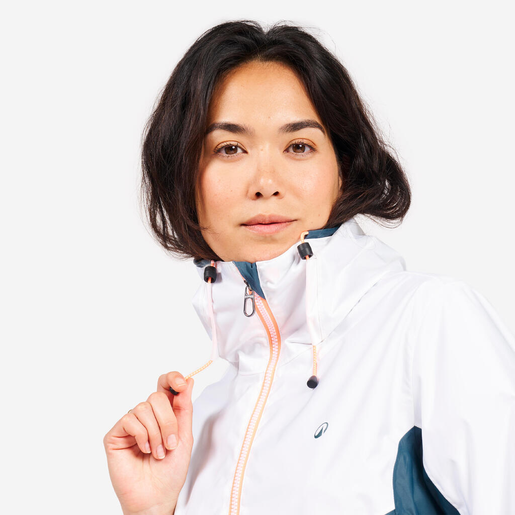 Regenjacke Segeln Damen wasserdicht 100 weiß/orange