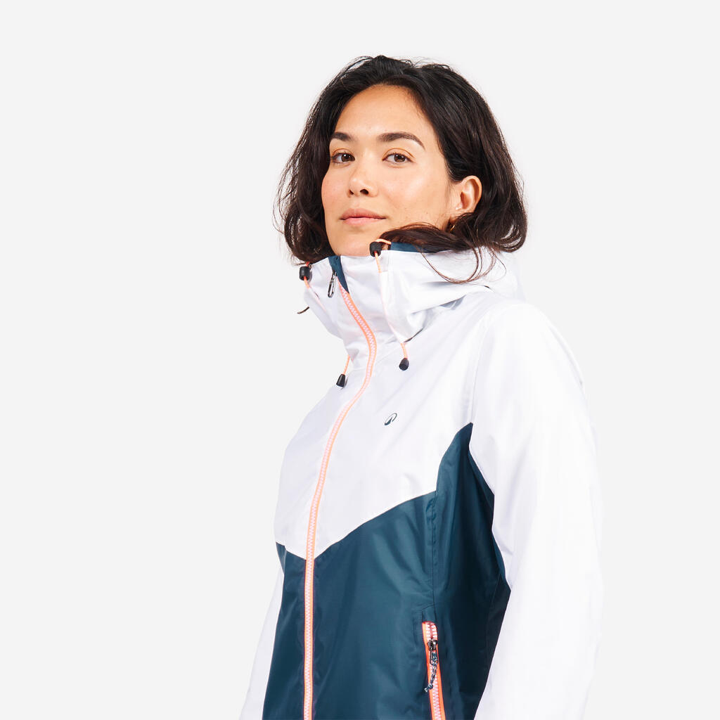 Regenjacke Segeln Damen wasserdicht 100 weiß/orange