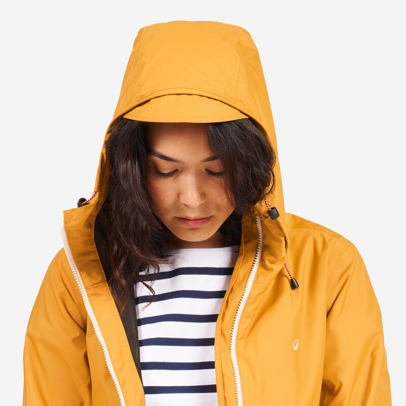 Veste imperméable de voile - veste de pluie SAILING 100 femme Ocre