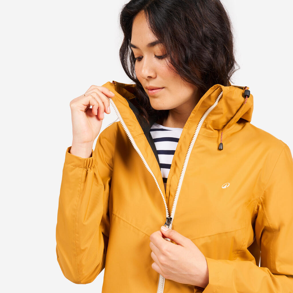 Regenjacke Segeln Damen wasserdicht 100 weiß/orange