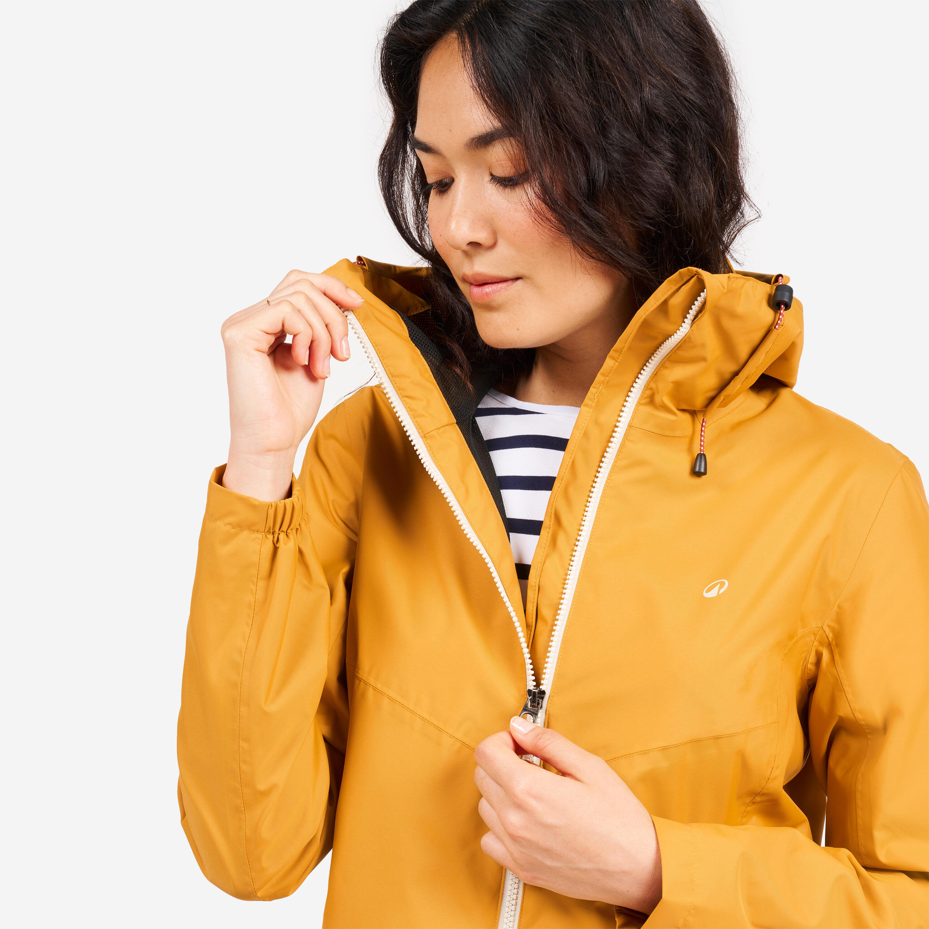 Women’s waterproof sailing jacket - wet-weather jacket SAILING 100 ochre 4/9