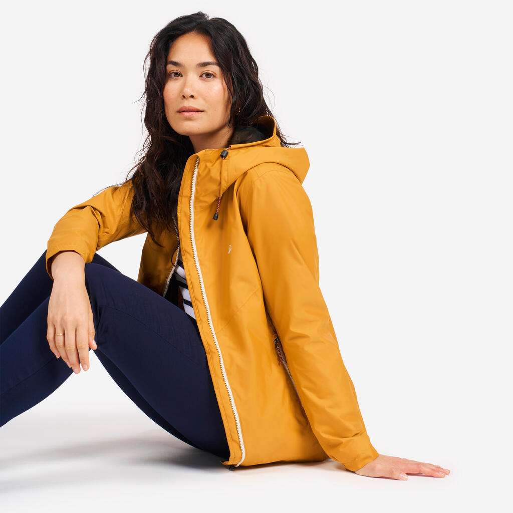 Veste imperméable de voile - veste de pluie SAILING 100 femme Ocre