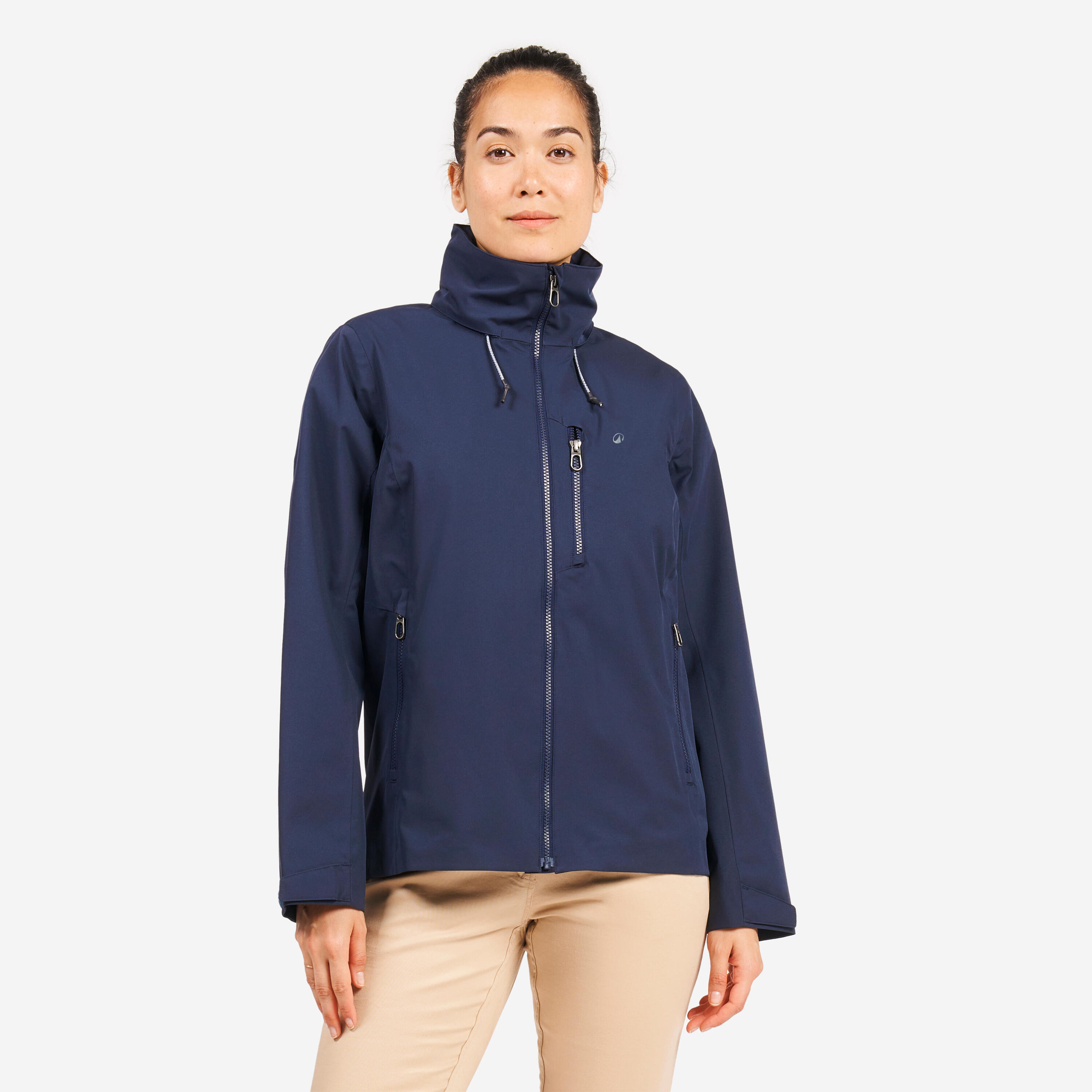 Veste imperméable coupe-vent de voile femme sailing 500 bleu marine 17/19