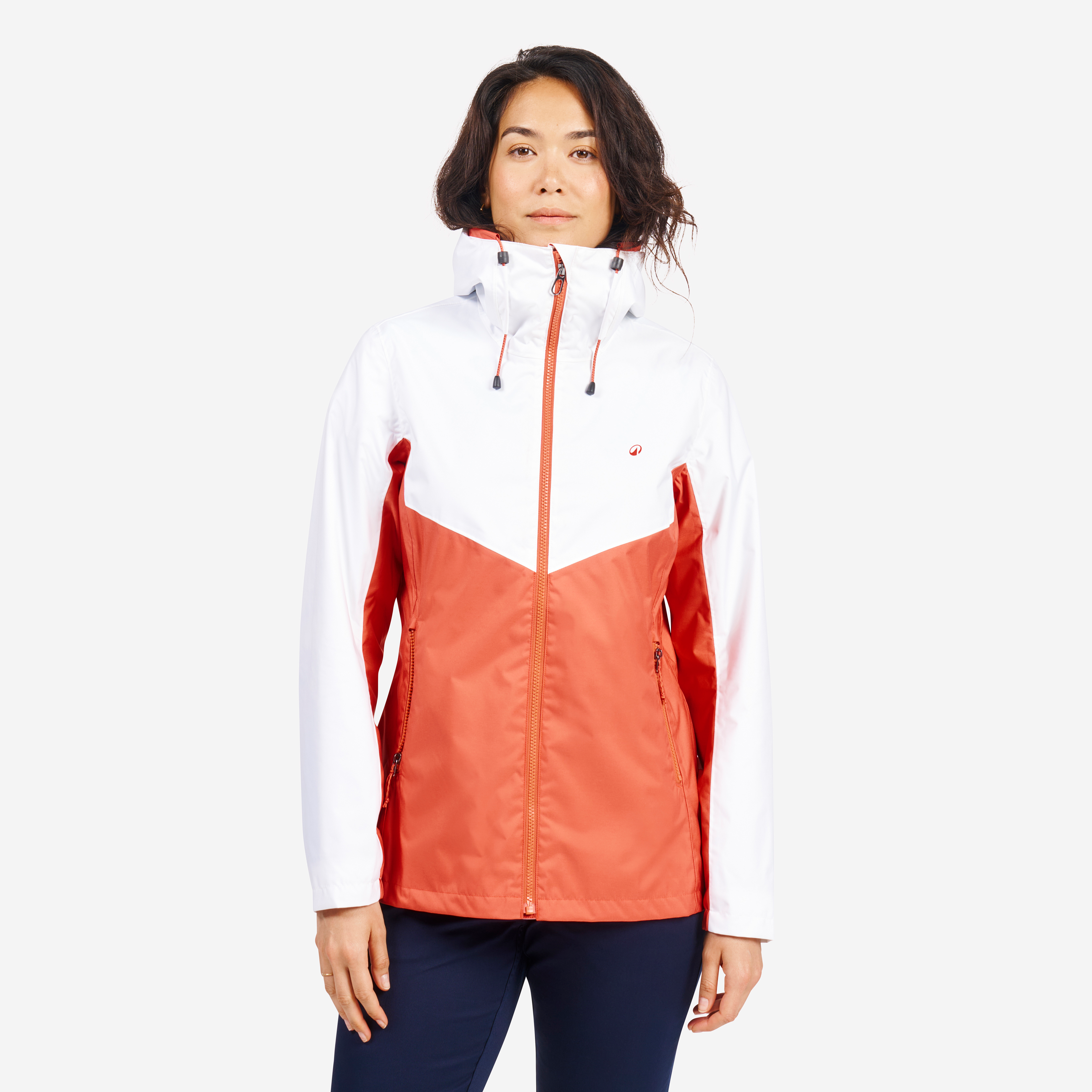 Veste de voile imperméable - veste de pluie femme - sailing 100 blanc orange - Voile, Bateau - Tribord- Clubs - Entreprises - Collectivités - Associations