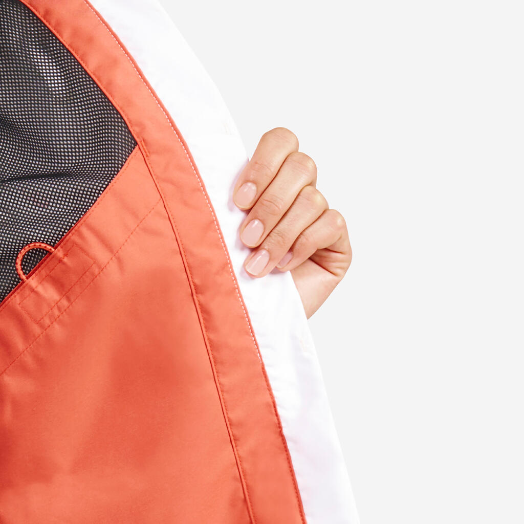 Regenjacke Segeln Damen wasserdicht 100 weiß/orange