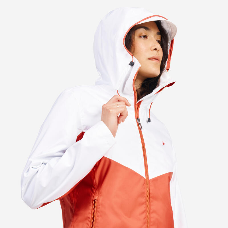 Veste de voile imperméable Femme - Sailing 100 blanc orange