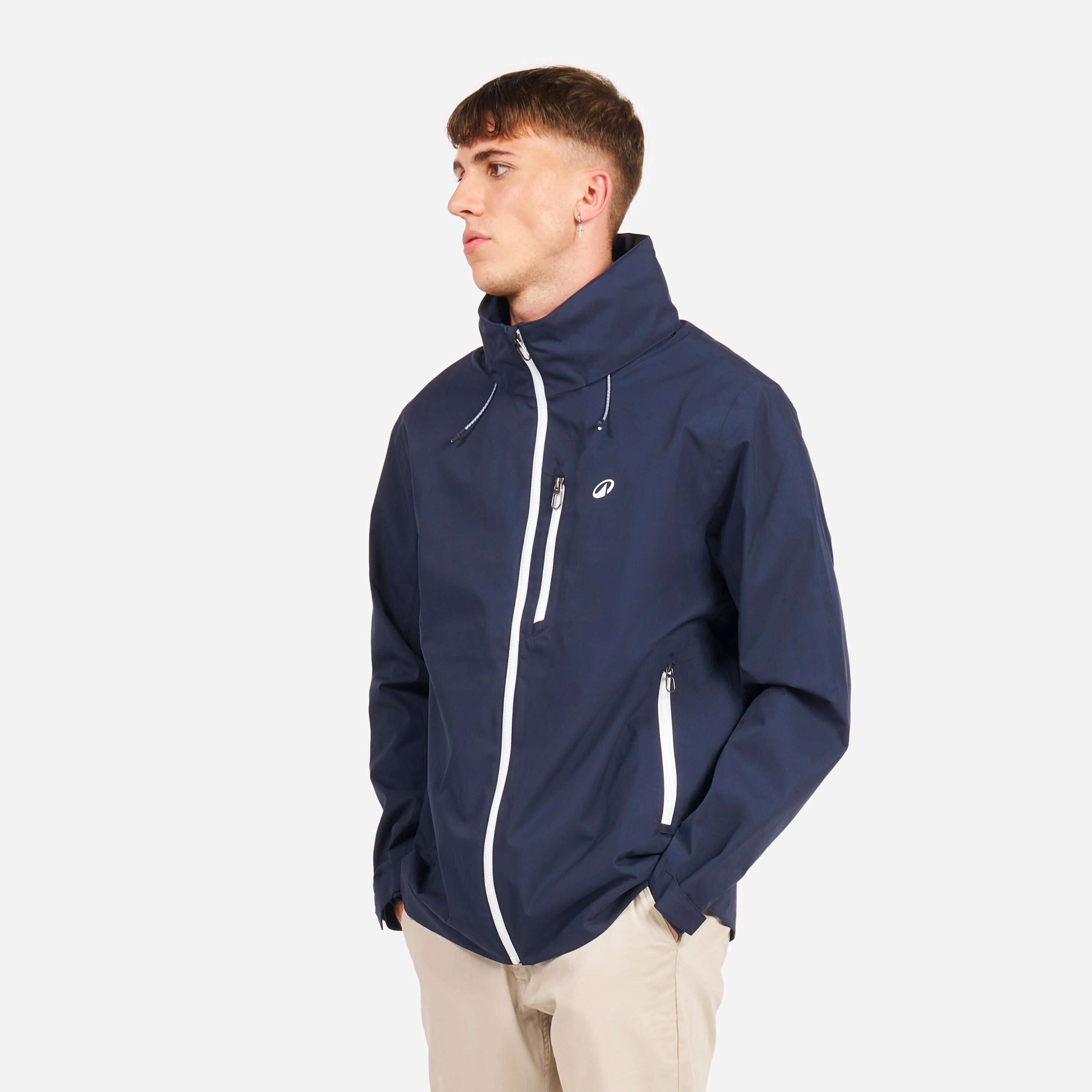 Water- en winddichte jas voor heren Sailing 500 marineblauw wit 2/8