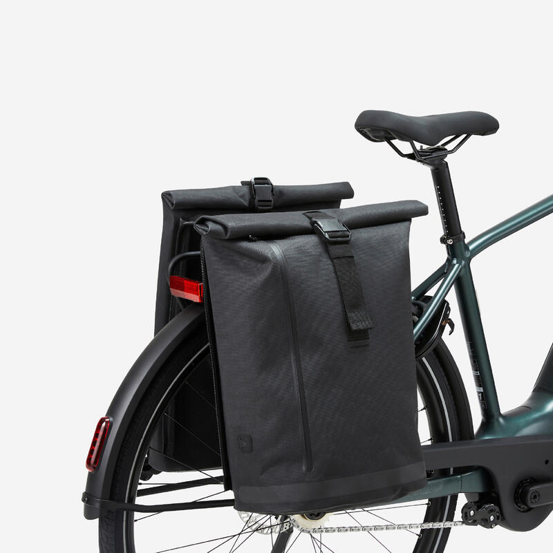 Sac à dos sacoche vélo double pour porte-bagages 31 litres gris foncé