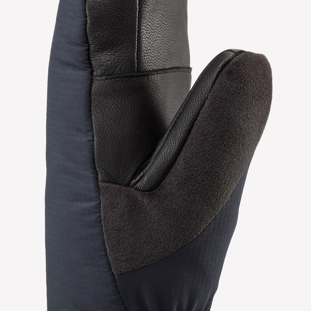 Adult Warm Ski Mittens 500 Khaki
