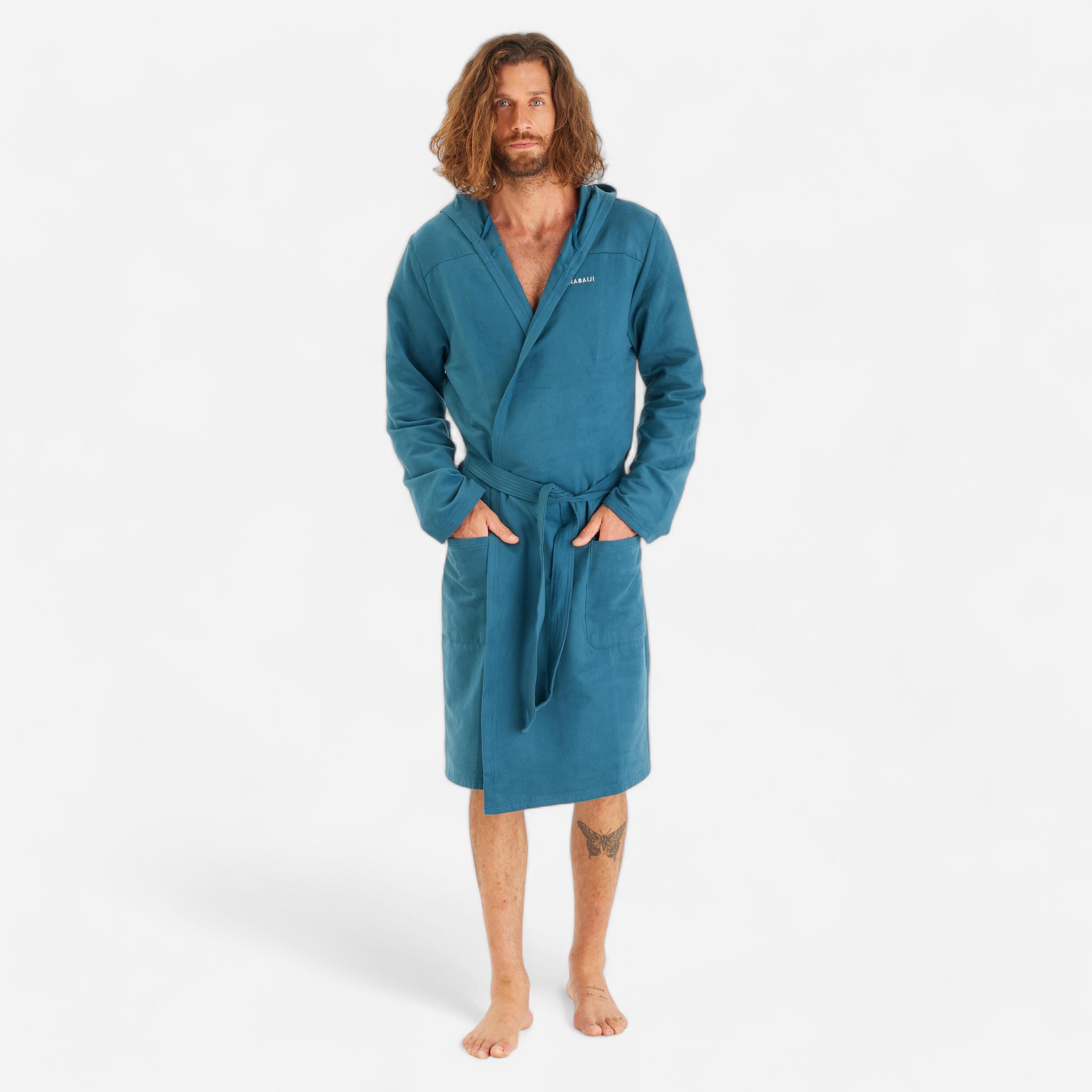 Peignoir de bain a capuche microfibre compact homme bleu fonce NABAIJI Decathlon