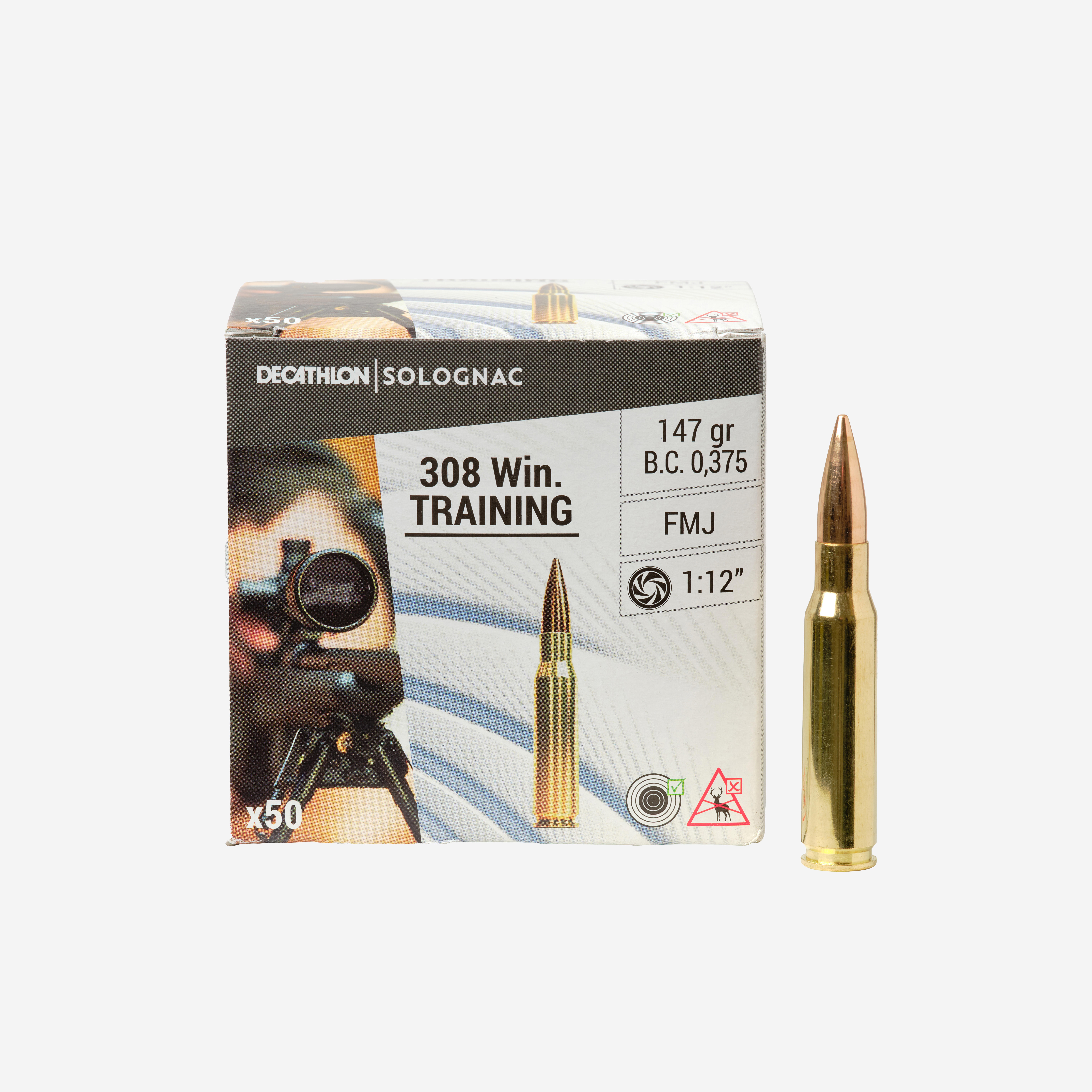 Töltény sportlövészethez 308 WINCHESTER TRAINING 50 db Solognac