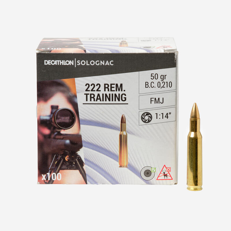 MUNITION DE TIR SPORTIF 222 REMINGTON FMJ TRAINING X 100q