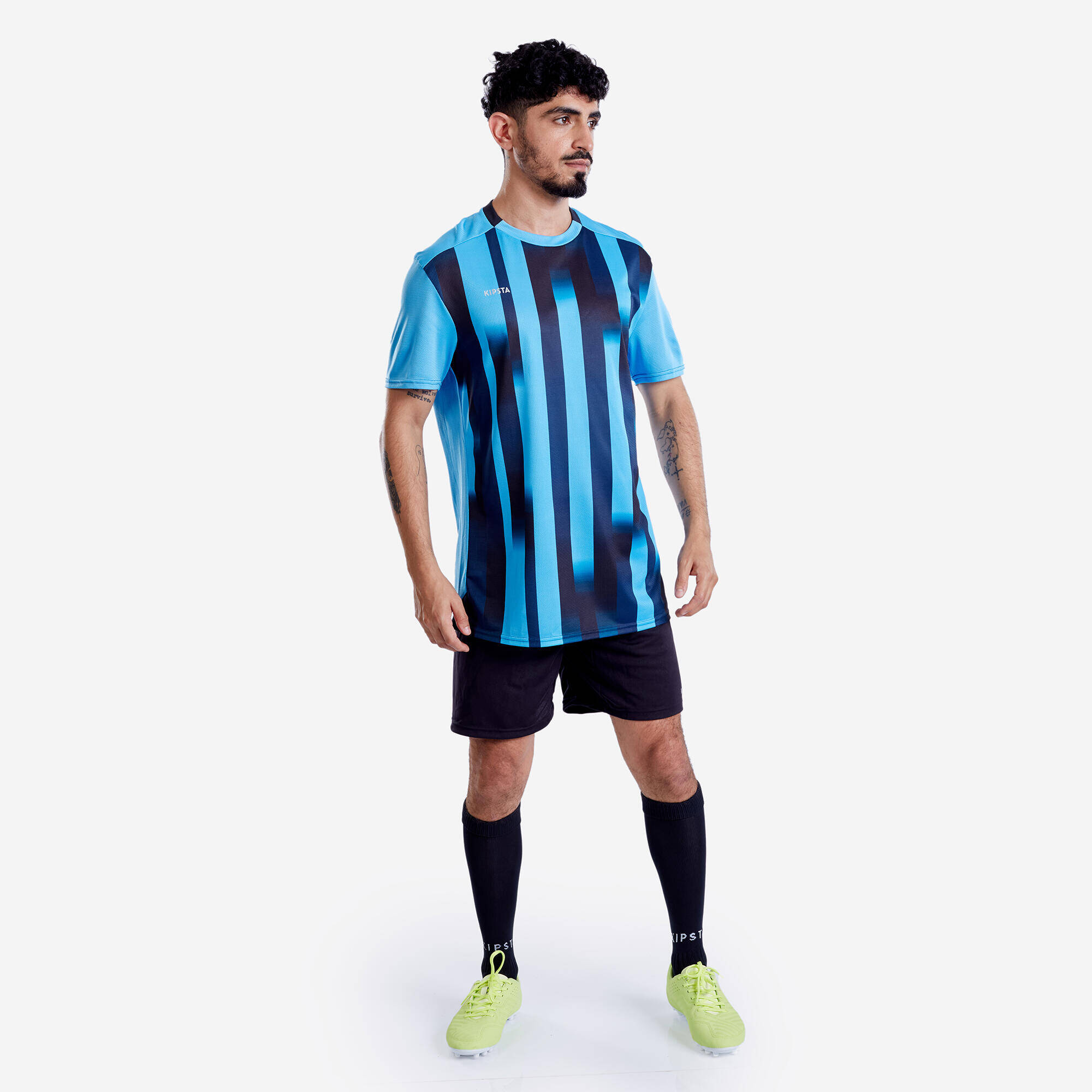 Men Football Short Sleeve Tshirt Quick Dry F100 - Blue & Black -  3