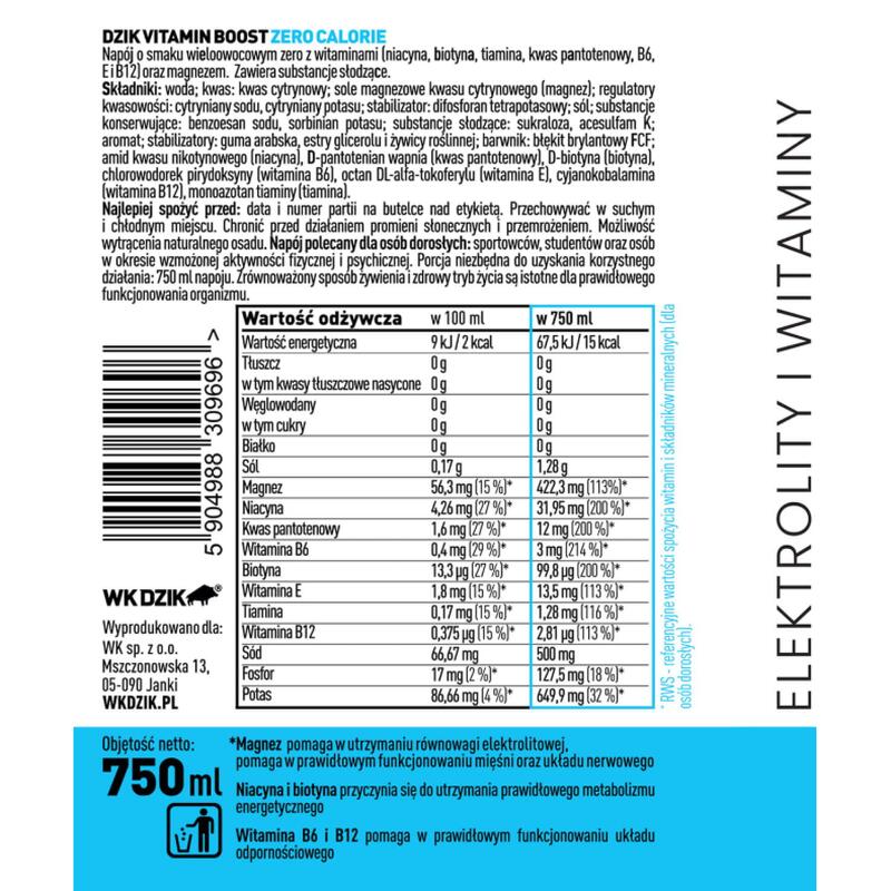 Napój DZIK VITAMIN BOOST ZERO 750 ML