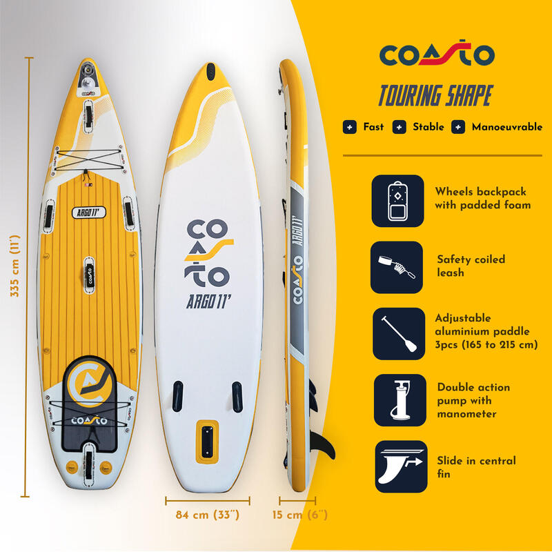 Pack SUP ARGO 11' | Stand up Paddle Hinchable COASTO