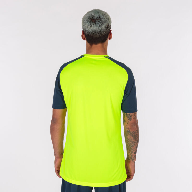 Camiseta Futbol Combi Manga Corta Hombre adulto Amarillo Fluor Marino