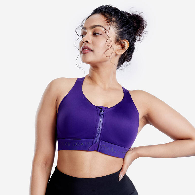 Women's High Support Zipped Sports Bra with Cups