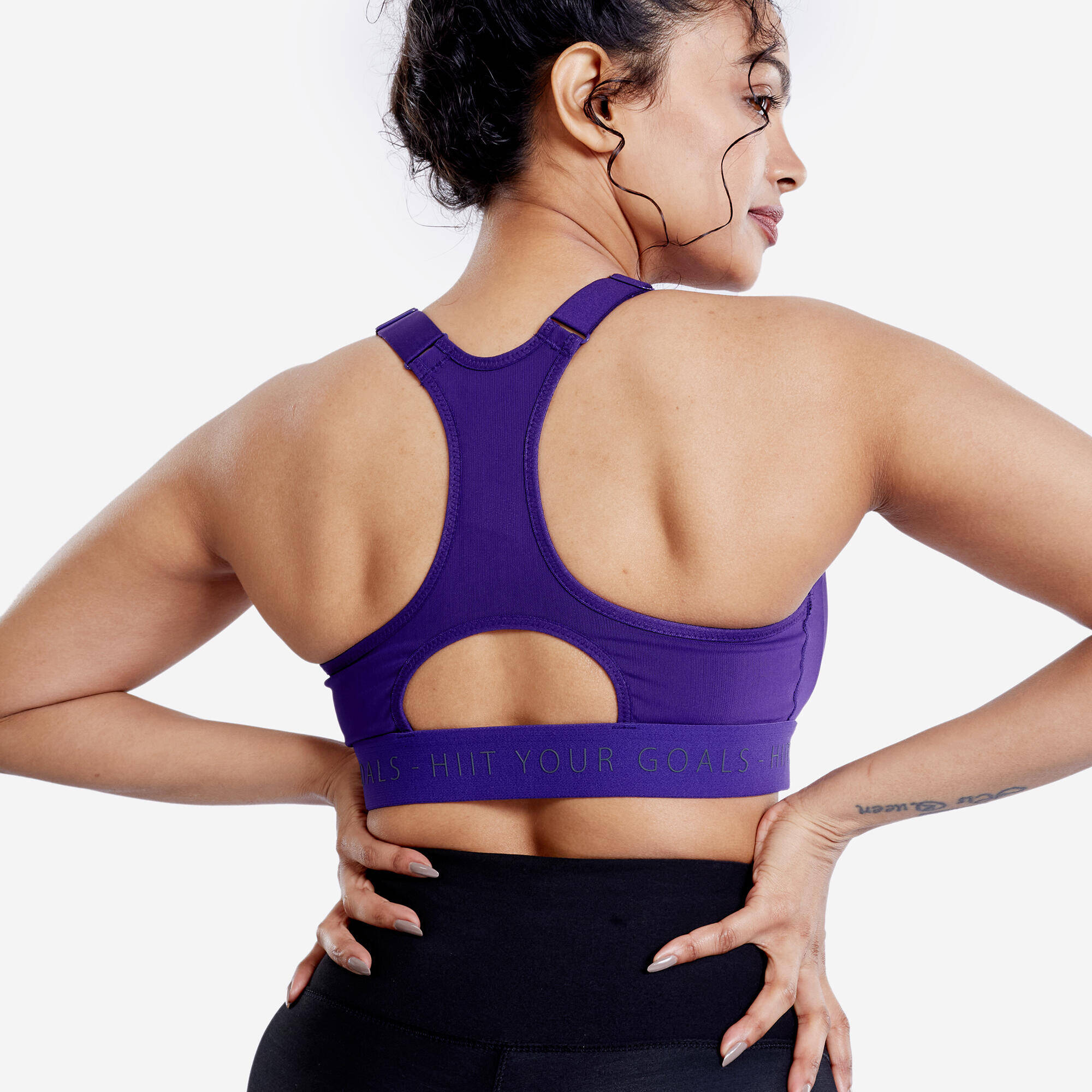 Women Sports Bra, Padded with Zip Detailing, High Support - Purple