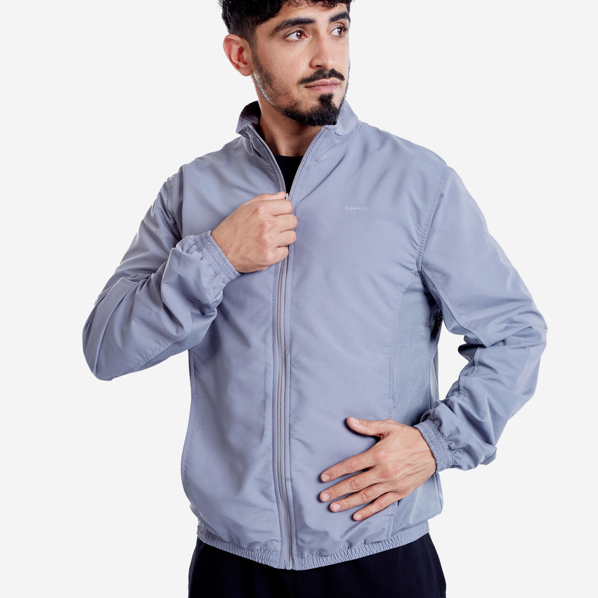 Men Fitness Tracksuit Jacket with Moisture Management FJA 100 - Concrete Grey