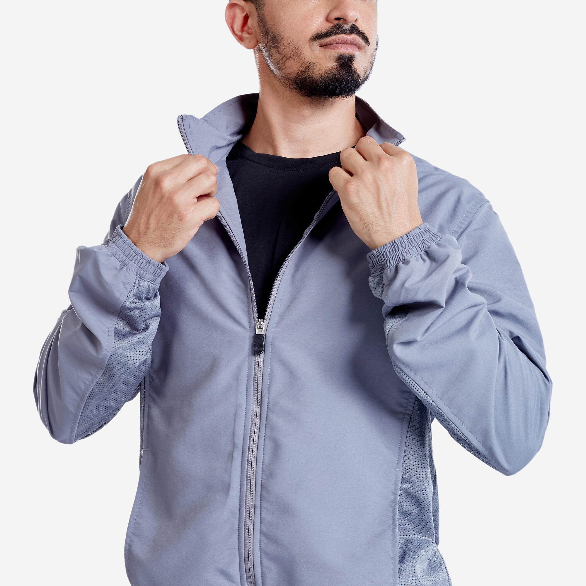 Men Fitness Tracksuit Jacket with Moisture Management FJA 100 - Concrete Grey