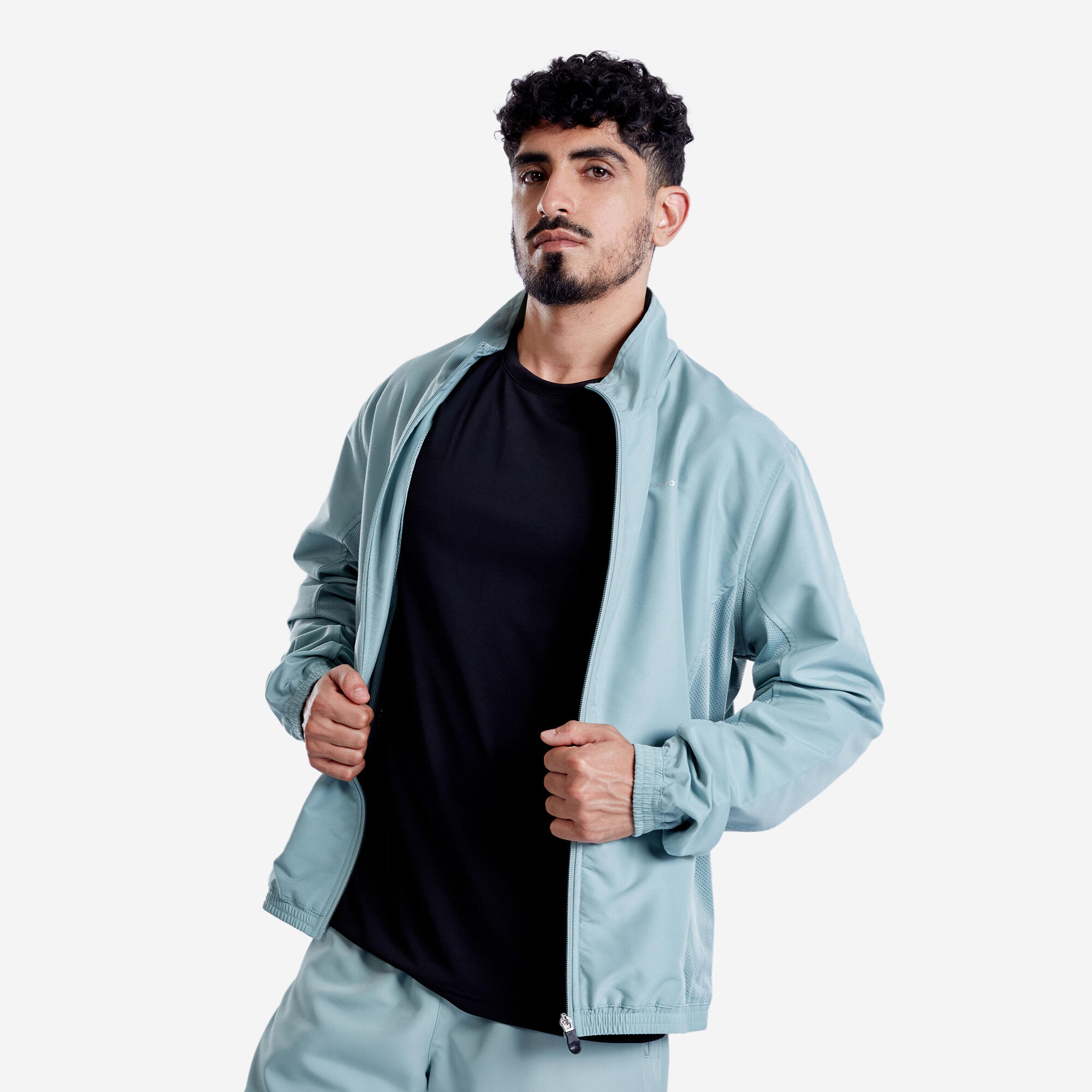 Men Fitness Tracksuit Jacket with Moisture Management FJA 100 - Frozen Green