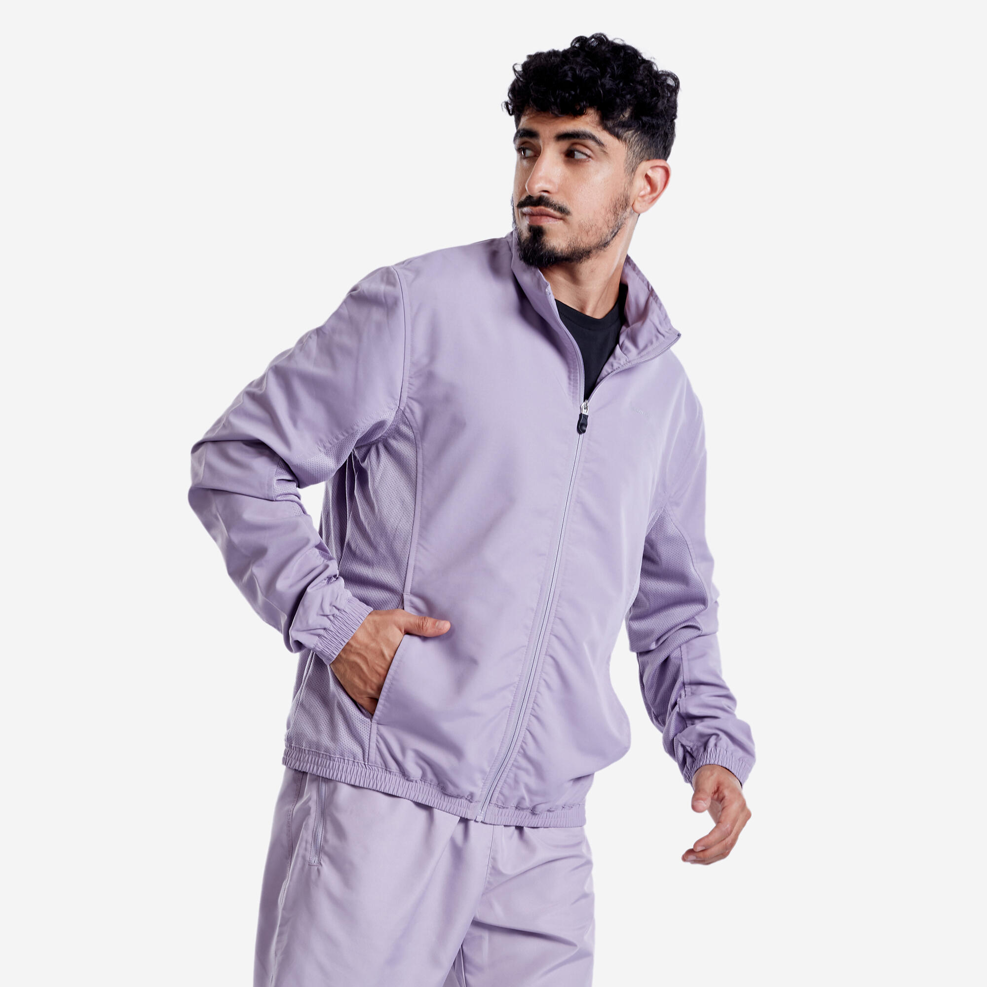 Men Fitness Tracksuit Jacket with Moisture Management FJA 100 - Smoked Purple