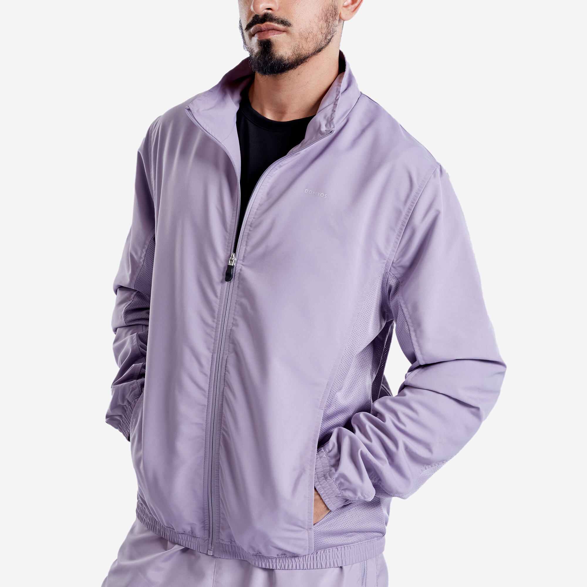 Men Fitness Tracksuit Jacket with Moisture Management FJA 100 - Smoked Purple