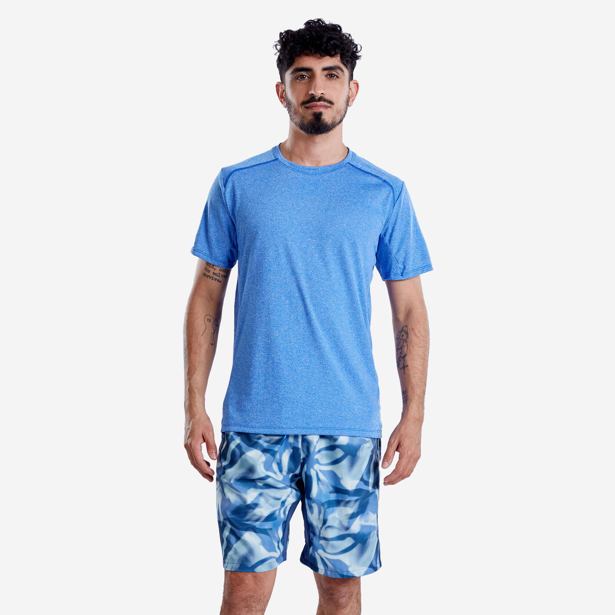 Refurbished Men Fitness Blue Shorts With Zip Pocket - Condition A -  1