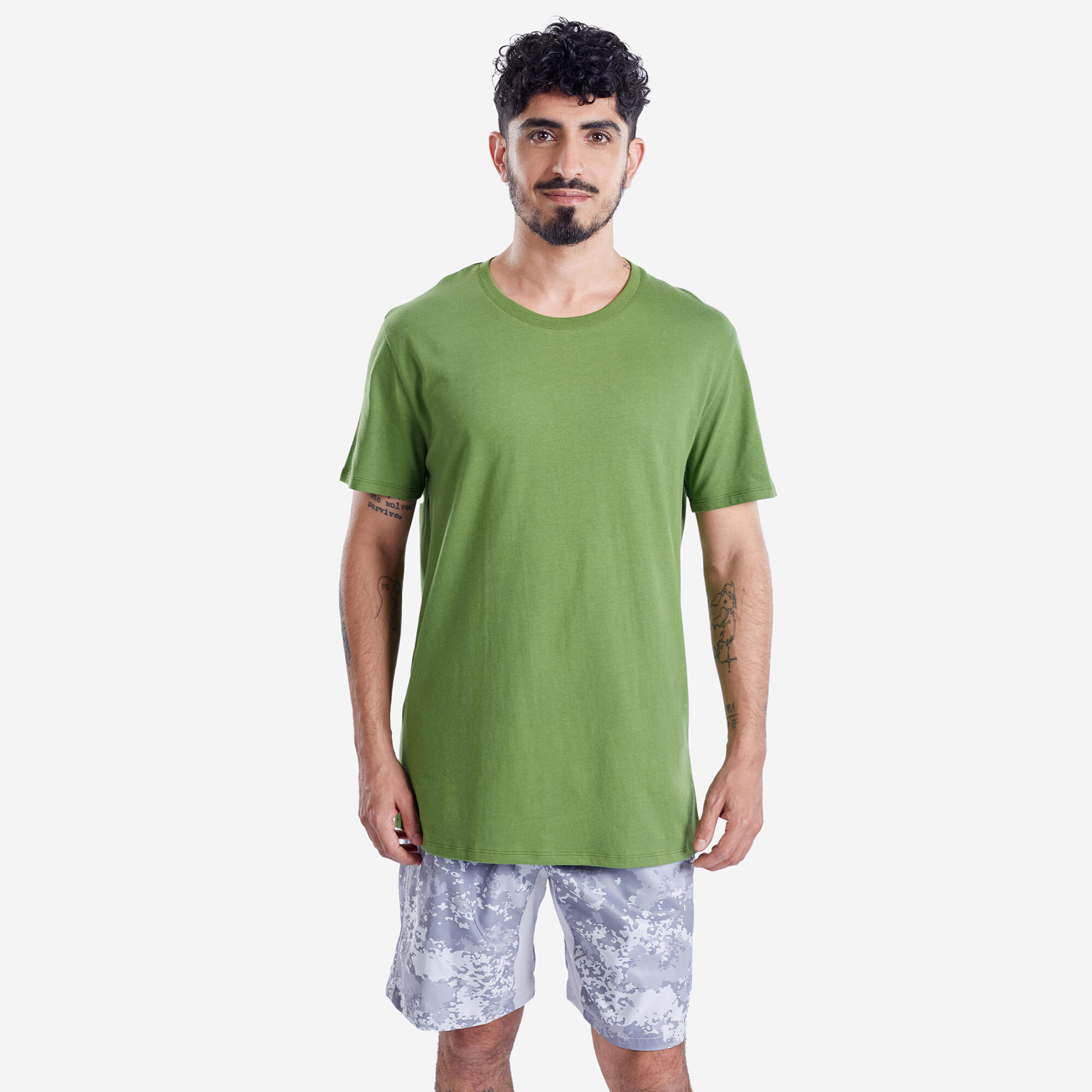 Cotton Crew Neck Plain Men's T- Shirt - Moss Green