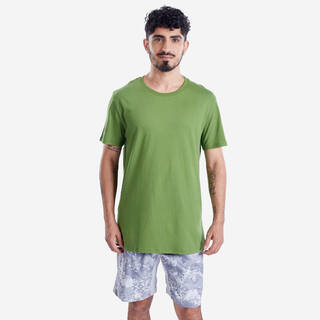Men Gym Basic T-Shirt, 100% Cotton, Crew Neck, Regular Fit -  Moss Green