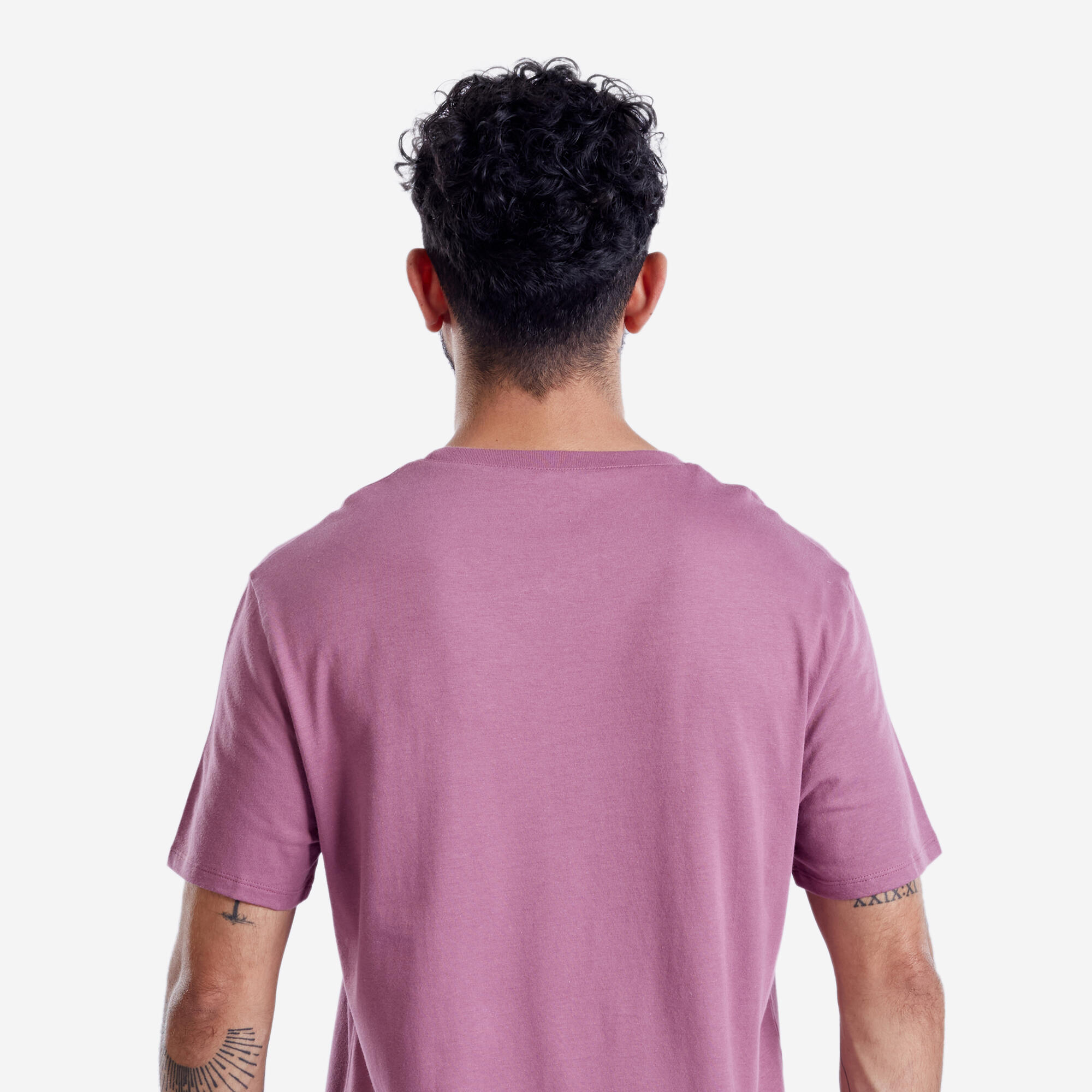 Men Gym Basic T-Shirt, 100% Cotton, Crew Neck, Regular Fit - Old Purple