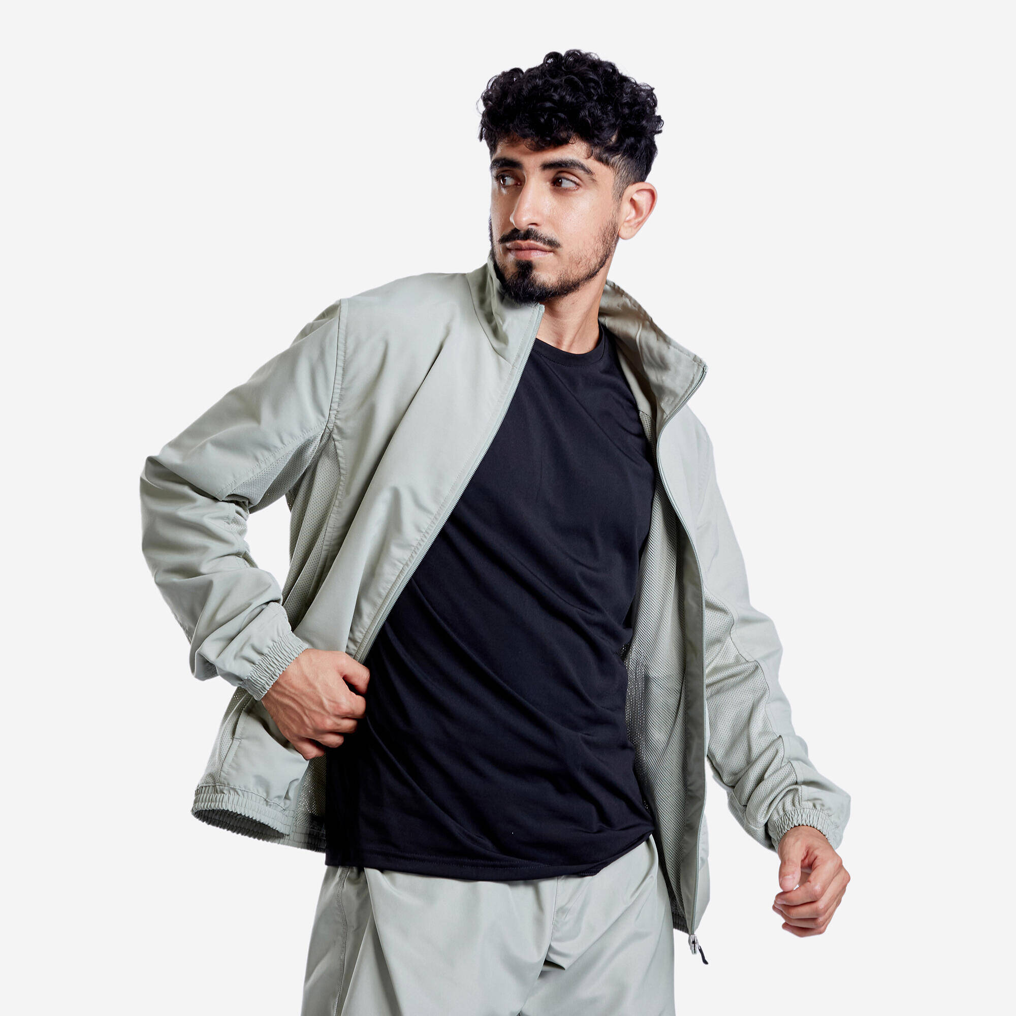 Men Fitness Tracksuit Jacket with Moisture Management FJA 100 - Sage Green -  1