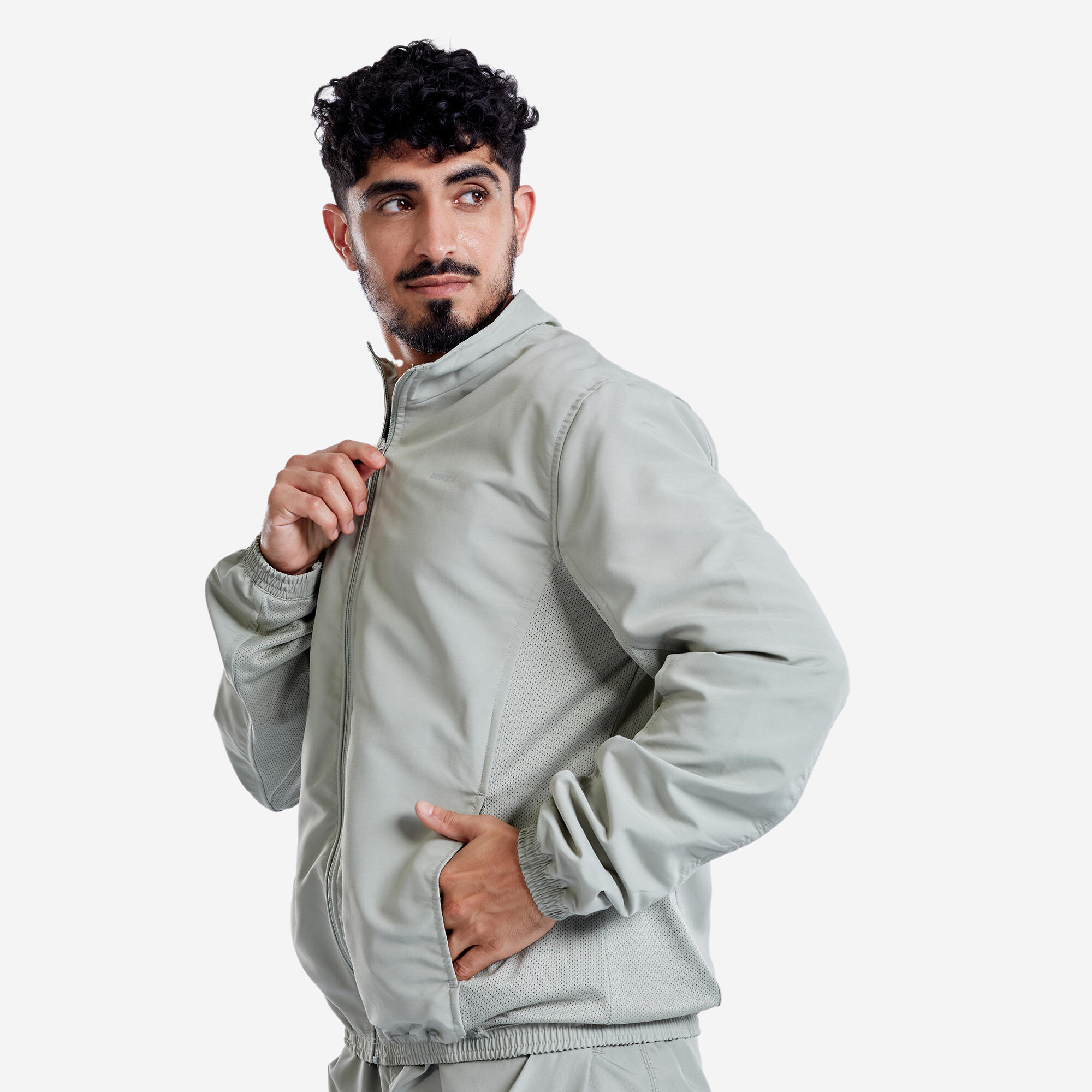Men Fitness Tracksuit Jacket with Moisture Management FJA 100 - Sage Green