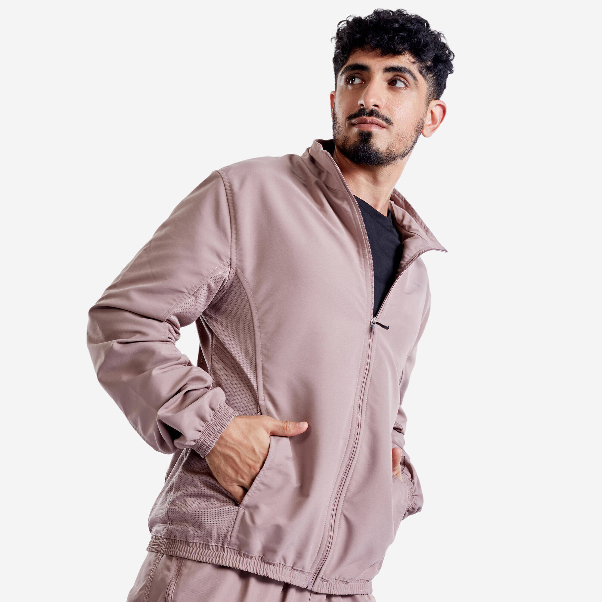 Men Fitness Tracksuit Jacket with Moisture Management FJA 100 - Frozen Brown -  2