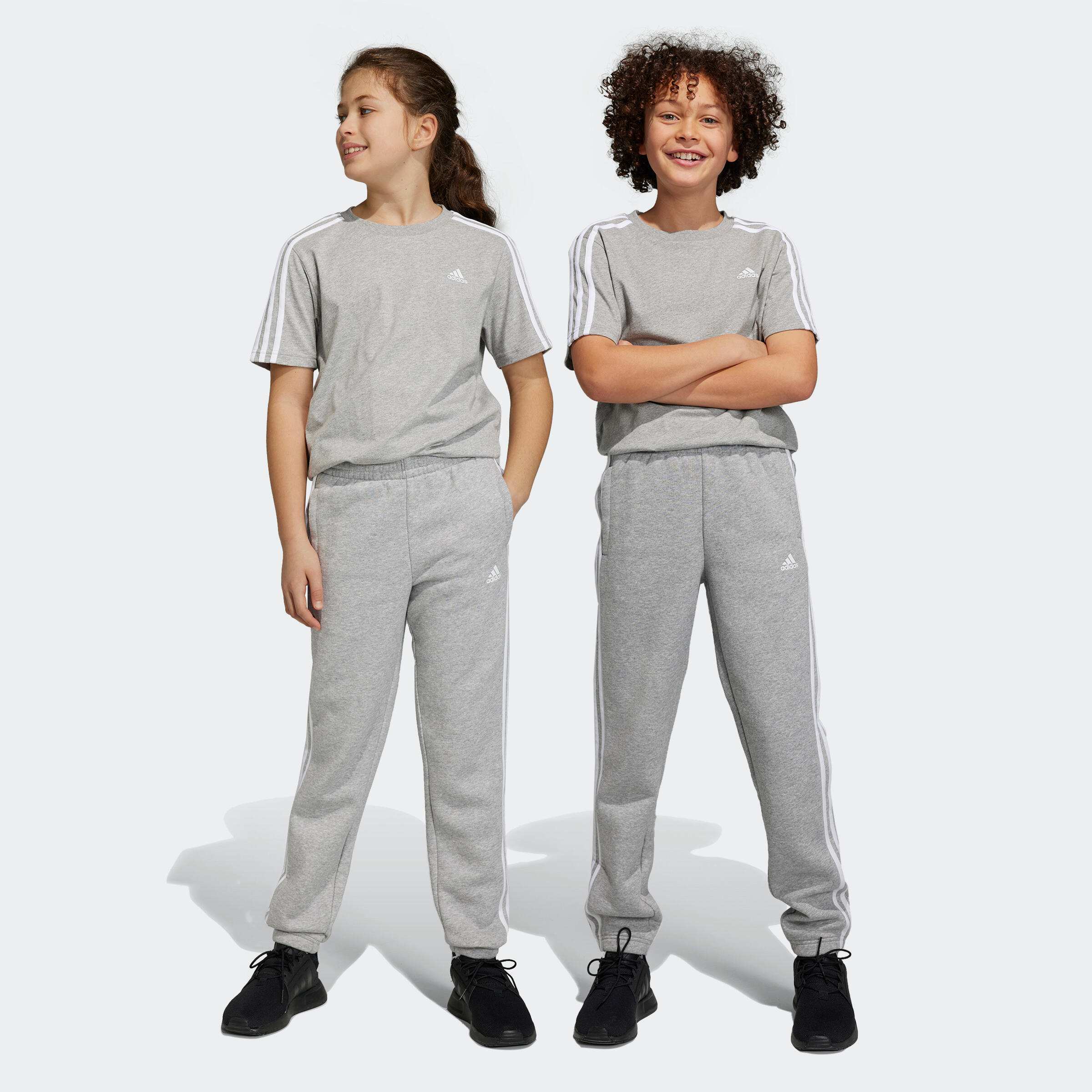 Pantaloni tuta ADIDAS bambino ginnastica regular fit leggeri con tasche grigi ADIDAS Decathlon