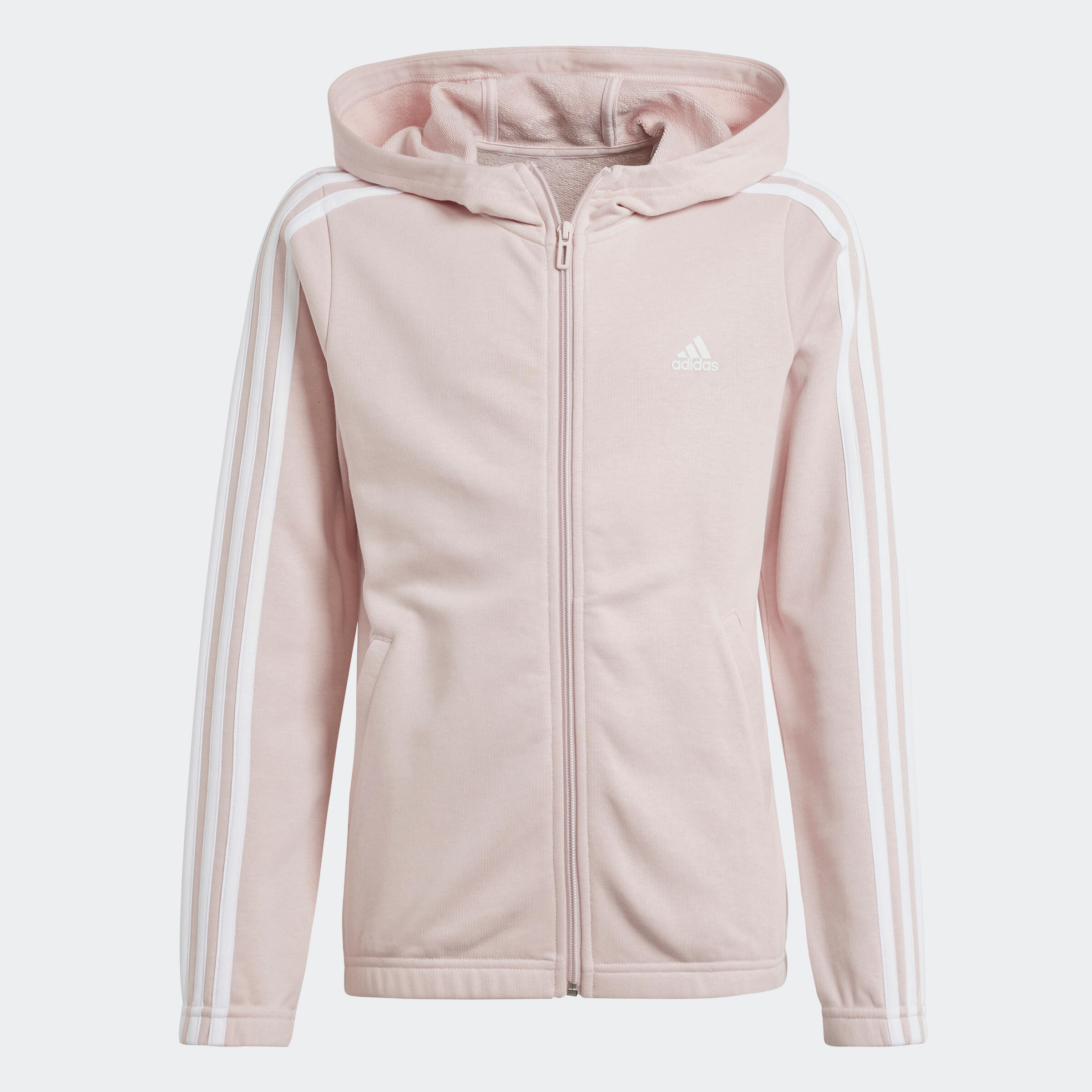 Felpa ADIDAS bambina ginnastica con cappuccio e zip leggera 3 strisce rosa 7/7