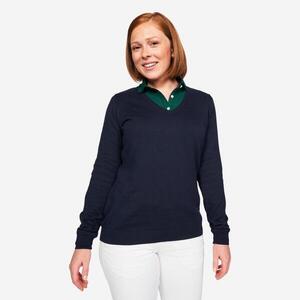 Jersey de golf 100 % algodón cuello en V mujer, MW100 Azul marino