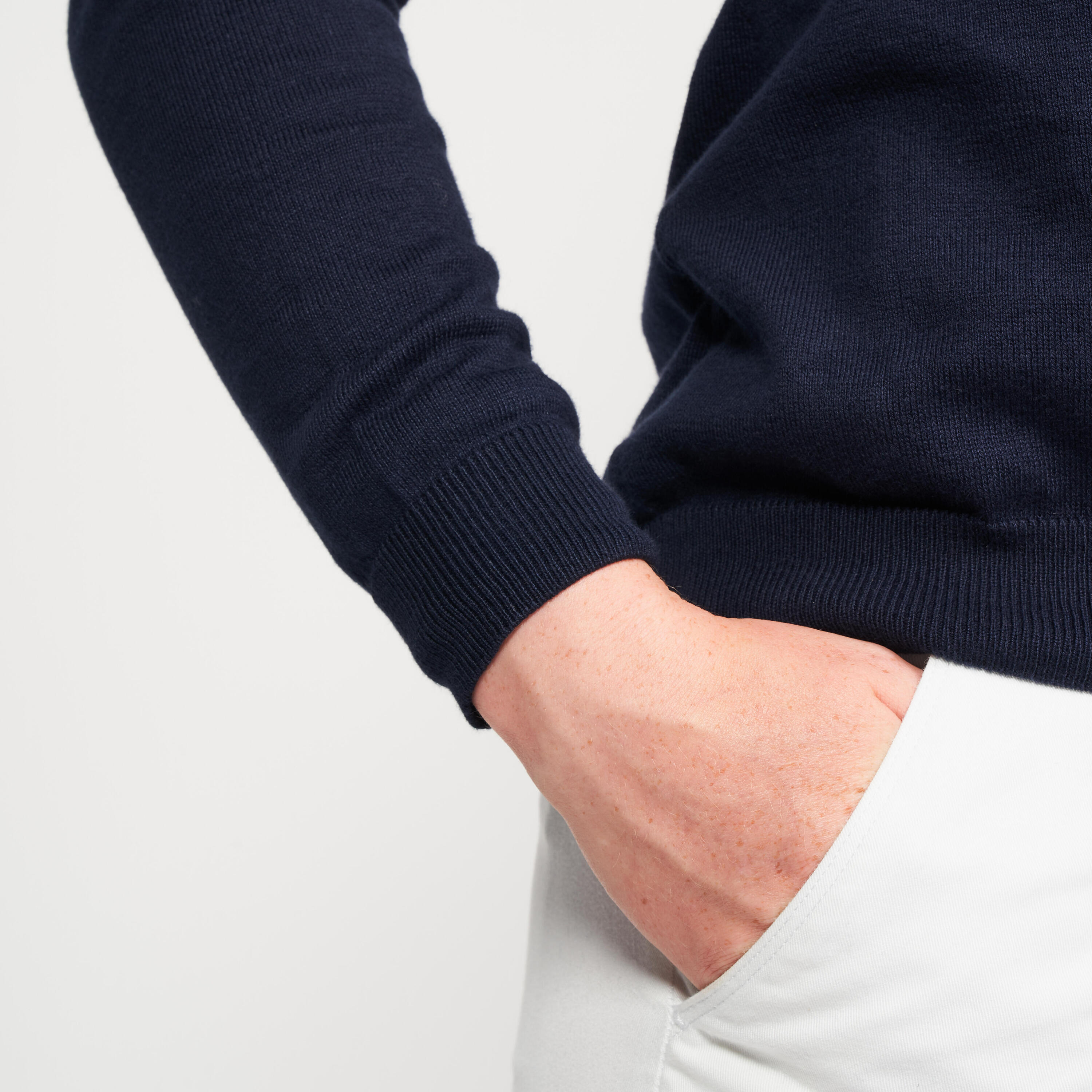 Pull de golf 100% coton col V femme, MW100 Bleu marine 6/6